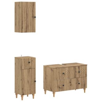 vidaXL Juego De Armarios De Ba&ntilde;o De 3 Piezas Alkmaar Roble Artisan Vidaxl