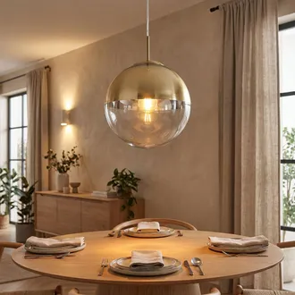 ETC Shop Etc-shop - Lampada Da Soffitto A Sospensione Per Dormire Camera Degli Ospiti Lampada A Pendolo Con Sfera Di Vetro Dorata In Un Set Che Include Lampadi