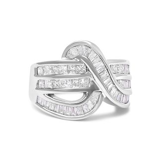 House of Brilliance 14K White Gold 2.0 Cttw Diamond Channel Set Bypass Ring