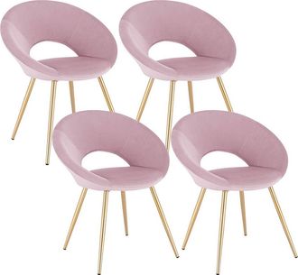 Woltu Woltu Sedia Sala Da Pranzo Cucina Salotto Ufficio Gambe Gold In Metallo Velluto 4x Rosa
