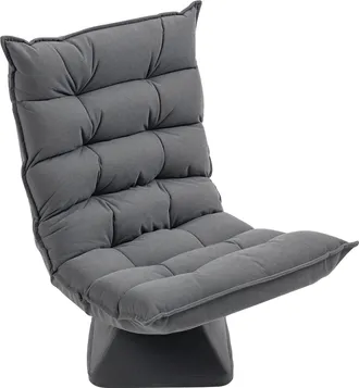 HOMCOM Homcom Poltrona Imbottita E Girevole Con Schienale Regolabile 62x70x95 Cm Grigio