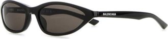 Balenciaga Black Logo Oval Sunglasses