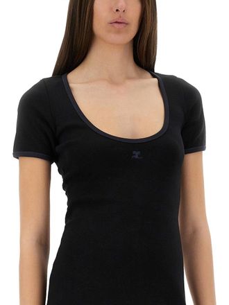 Courr&egrave;ges Minimalist Cotton Mini Dress - Black