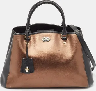Coach Metallic/black Leather Margot Carryall Satchel
