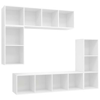 Berkfield Home 4 Piece TV Cabinet Set White Engineered Wood
