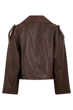 Max Mara Womens Leather Jacket Chocolate Lambskin; Lining Polyester