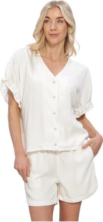 Object Object, Overhemden, Dames, Wit, S, Objframe 2/4 V-Neck Re Top