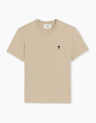Ami Mens Mens Cafe Creme Ami Paris Ami De Coeur Cotton T-Shirt - Tan - Size: 40