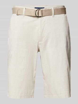 Christian Berg Slim Fit Chino-Shorts mit Strukturmuster in Sand, Gr&ouml;&szlig;e 58