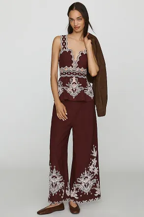 Farm Rio x Anthropologie Crochet Flower Pants