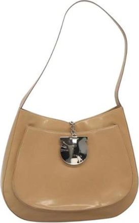Ferragamo Pre-owned Shoulder Bags, female, Beige, Size: ONE SIZE Pre-owned Leather Shoulder Bag