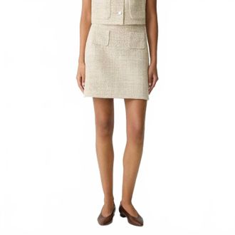 Theory Binding Tweed Mini Skirt In Taupe Multi