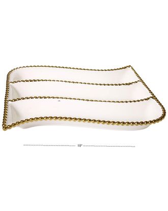 Alice Pazkus Porcelain Cracker Dish With Beaded Design