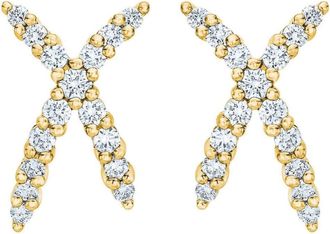 Pompeii3 1/2Ct T. W. Diamond Fashion Womens X Shape Lab Grown Earrings 10k Gold Studs