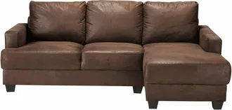 Maisons du monde Sofá cheslong derecho de 3-4 plazas de antelina marrón