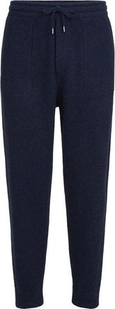 Brunello Cucinelli Cashmere English Rib Knit Joggers - Heren - Sweatpants - Blauw - L - Kasjmier - Broeken