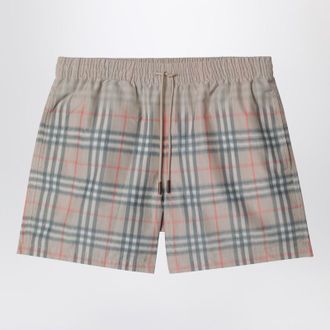 Burberry Beige swim shorts with faded Check pattern