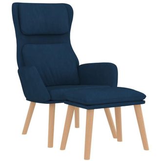 vidaXL Sill&oacute;n De Relax Con Taburete Terciopelo Azul Vidaxl