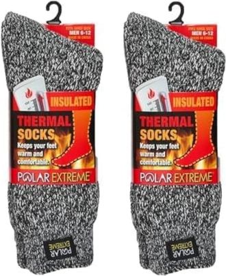 Polar Extreme Mens Thermal Sock Pack of 2, Black Marl, 9-13 UK