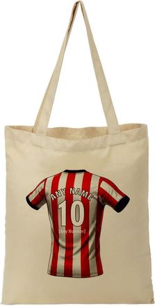 Unigift Personalised Soton Gift - Football Fan Tote Shopping Bag (Red and White Stripes Design) Any Name Message Unique - SO14