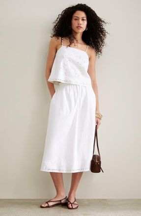 Open Edit Embroidered Poplin Cami in White at Nordstrom, Size Xx-Small