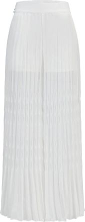Shanghai Tang smocked-panelling pliss&eacute; maxi skirt - women - Polyester - S - White