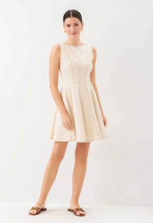 Fifteen Twenty Darla Contrast Stitch Dress In Natural