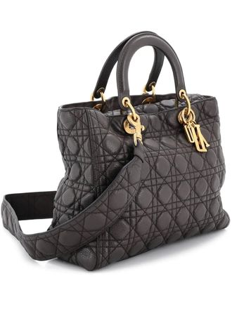 Dior Supple Lady Dior Bag Cannage Quilt Leather Large satchel - women - Calf Leather - One Size - Brown