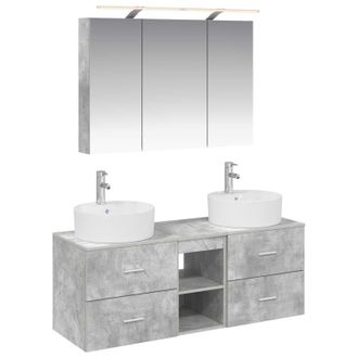 vidaXL Juego De Muebles De Ba&ntilde;o 4 Pcs Gris Hormig&oacute;n Vidaxl