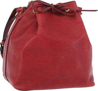 Louis Vuitton Petit Noe Monogram Canvas Red Leather Handbag (Pre-Owned)