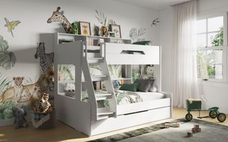 Flair Interstellar Triple Bunk Bed in White | Size: Single