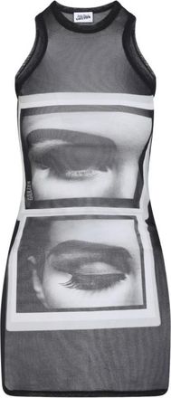 Jean Paul Gaultier Black Eyes And Lips Mini Dress