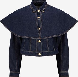 Ulla Johnson Kurze Denim-Jacke mit Capedetail Agata