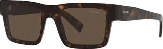Prada Klassieke Rechthoekige Zonnebril - unisex - Zonnebrillen - Bruin - 52 MM - Accessoires