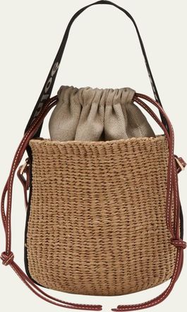 Chlo&eacute; Woody Small Mifuko Basket Bag with Logo Webbing