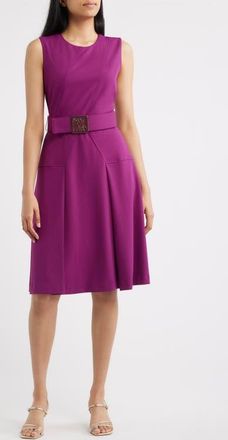 Anne Klein Belted Panel Jewel Neck Dress in Beet at Nordstrom, Size 16