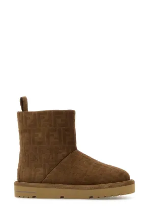 Fendi Mens Brown Suede Ankle Boots Stivali