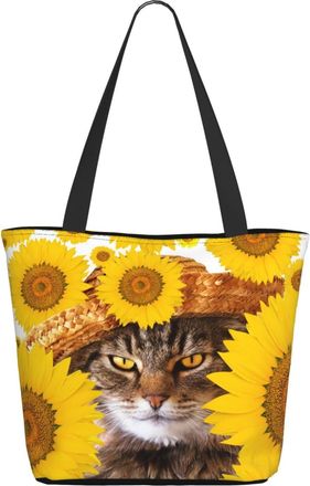 AOOEDM Cat And Sunflower Ladies Shopping Bag 13x11x7in.The Perfect ValentineS Day Gift.It Is The Best ValentineS Day Gift For Mom, Daughter, Wife,Etc