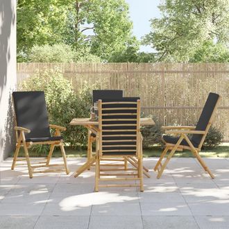 vidaXL Sillas Jard&iacute;n Plegables Reclinables Y Cojines 4 Uds Bamb&uacute; Gris Vidaxl
