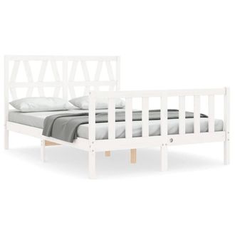 Berkfield Home Bed Frame with Headboard White 120x200 cm Solid Wood