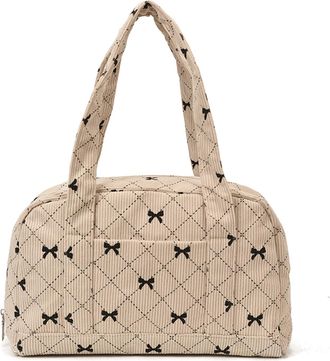 Generic Grid Shoulder Bag with Zipper for School Work Daily Use (White)