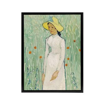 Artery8 White Floral Portrait Van Gogh Vintage Framed Canvas Wall Art in Green | Size: W24 x H32