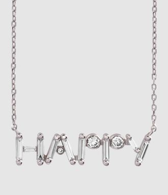 Little Ones Paris Collier Happy Or Blanc 18k Et Diamants