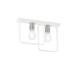 Luce-Ambiente-Design Smith White Metal Ceiling Light with Two Bulbs