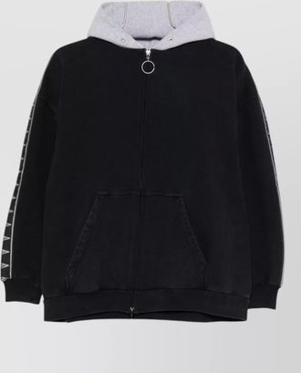 Balenciaga cotton hooded sweater front pockets ribbed