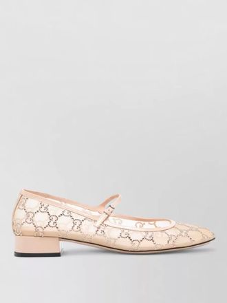 Gucci crystal mesh ballerina shoes low block heel