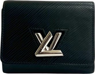 Louis Vuitton Black Leather Wallet (Tri-Fold) (Pre-Owned)
