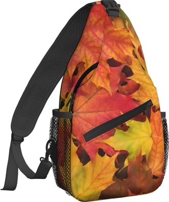 Generic Fall Maple Leaves Sling Bag Trendy Chest Bag Breathable Chest Backpack For Casual Workout Runner