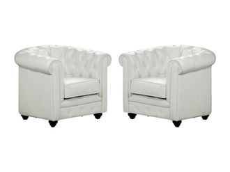 Vente-Unique Poltrone CHESTERFIELD in similpelle Bianche - Lotto di 2
