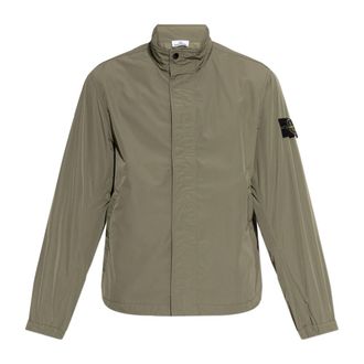 Stone Island Light Jackets, male, Green, Size: 2XL Stand-up Collar Jacket